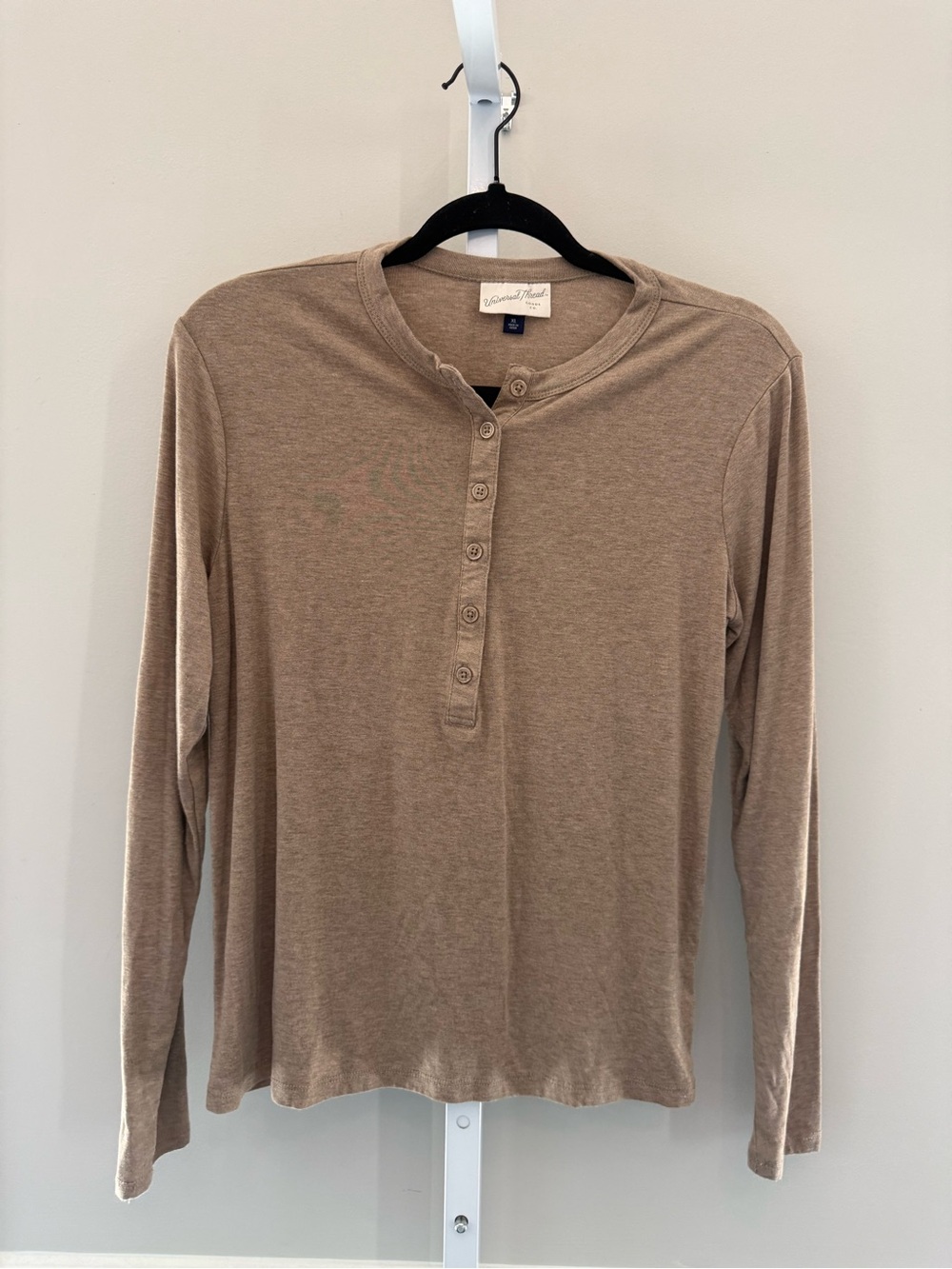 Universal Thread Tan Long Sleeve Henley Top NWOT
